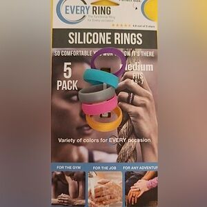10pc Everyrings blue gray pink gold silicone rings set size large ring sizs8.5-9